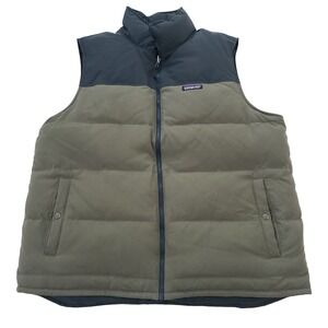 Patagonia Bivy Goose Down Puffer Vest Mens XL Green Reversible Zip #27587